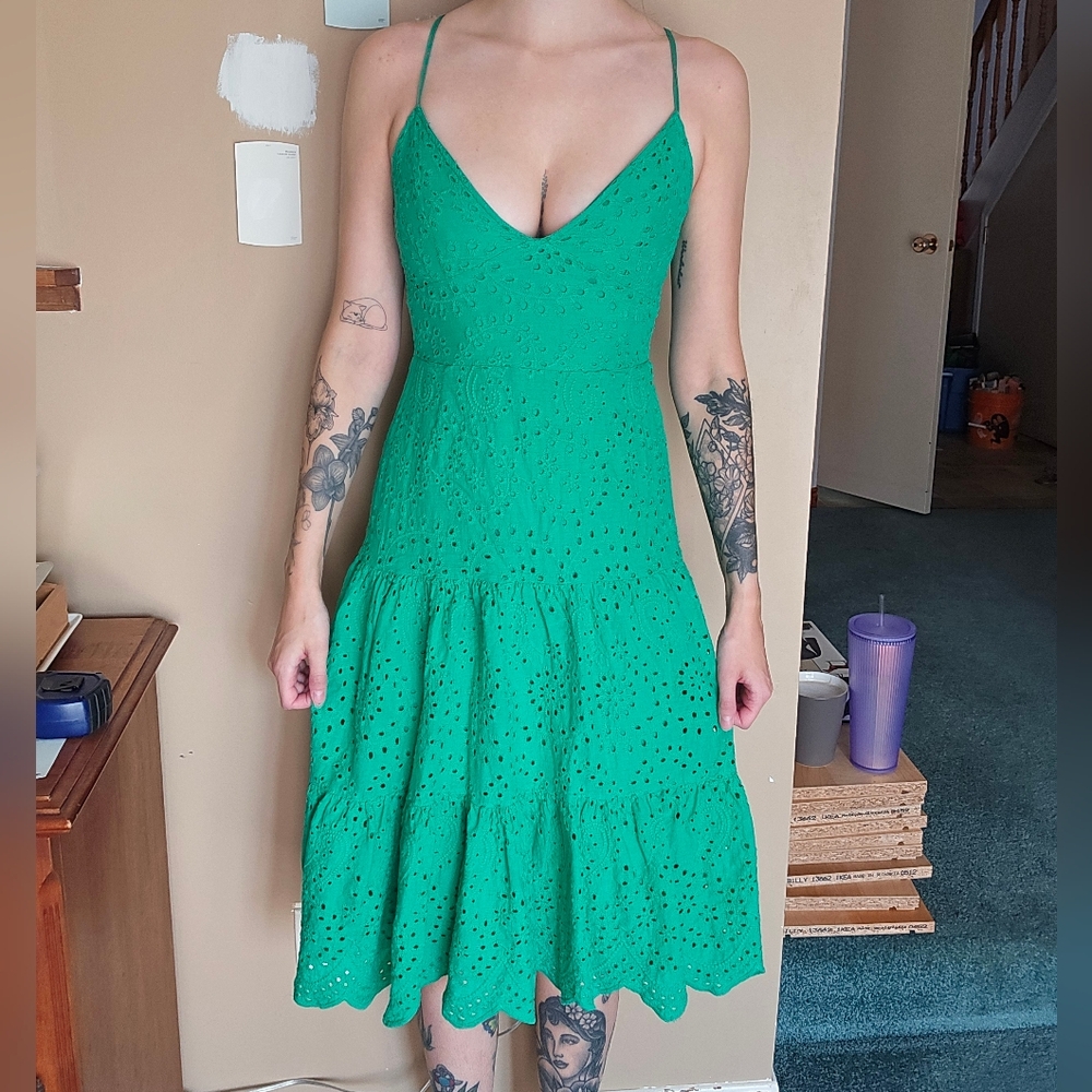 Green Eyelet Dress